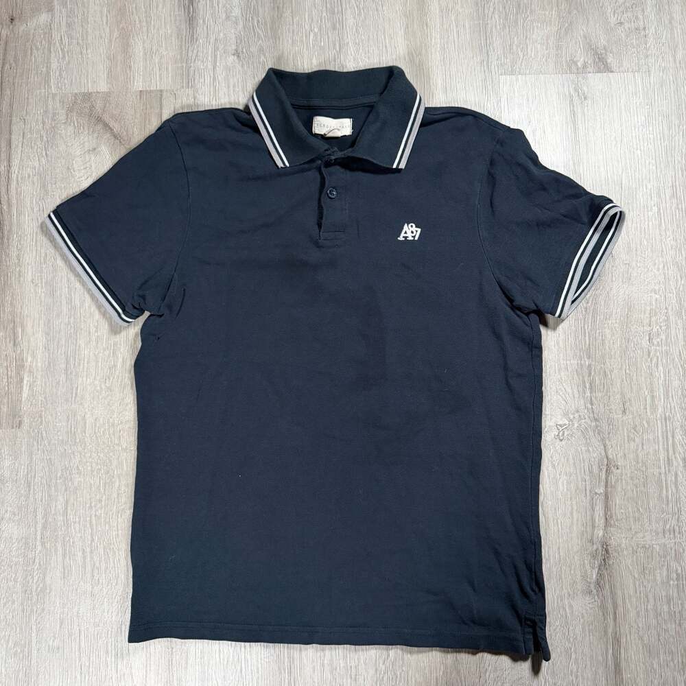 Y2K Aeropostale A87 Navy Blue Short Sleeve Pique Polo Shirt Small